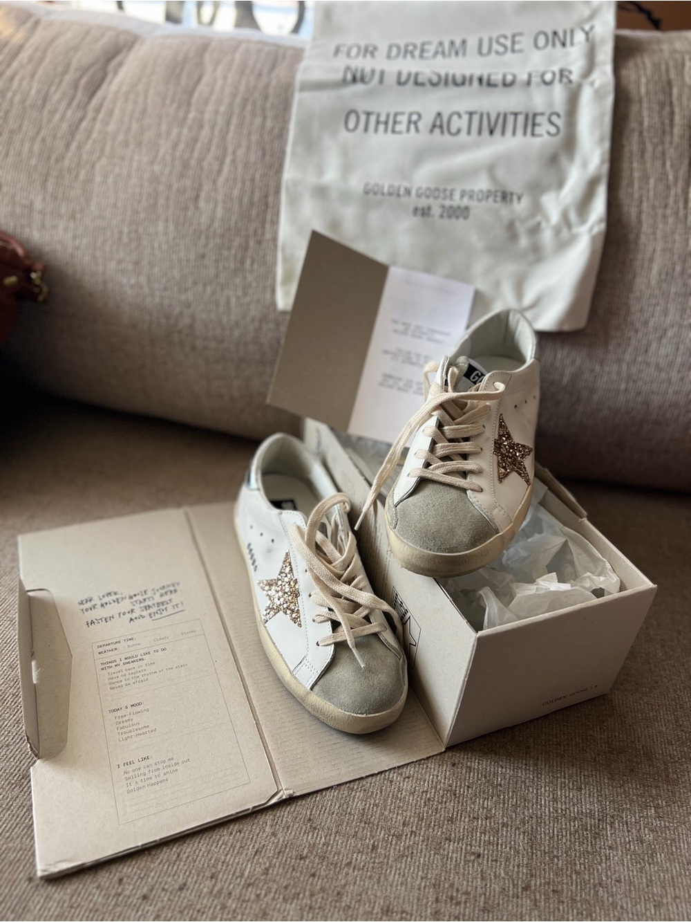 Golden Goose White Low-Top Sneakers with Glitter Star - Picture 3 of 6